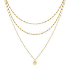 Aisansty Dainty Layered Choker Necklaces Handmade Coin Tube Star Pearl Pendant Multilayer Adjustable Layering Chain Gold Plated Necklaces Set for Women - color: Gold, style: Gold Bar Chain&Coin