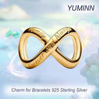 925 Sterling Silver Charms for Bracelets Gold Love and Heart Charms Cherry Blossom Dangle Beads Jewelry for Women - color: Gold Infinity Love
