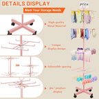Flenpptly Retail Display Stand Rotating Display Stand 4 Tier Spinning Display Stand for Craft Shows, Jewelry, Keychain, Earring Adjustable Height Retail Display Racks (Pink) - color: 4-Tier Pink