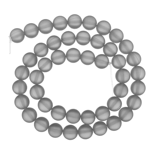 uxcell Matte Crystal Glass Beads 8mm Synthetic Frosted Shining Semi-Precious Round Loose Beads Synthetic Moonstone for Jewelry Making DIY Bracelet, Gray Silver - color: Gray Silver, size: 8mm