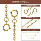Bonison Necklace Extender Gold - 18k Gold Plated Chain Extenders for Necklaces, Necklaces Bracelet Anklet Extenders for Women Jewelry Making (3 pcs Gold 1 2 3 Inch) - color: 3 pcs Gold (1 2 3 Inch)
