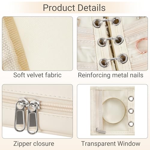 Mkono Travel Jewelry Organizer Case, Mini Jewelry Bag Storage Book with Adjustable Binders for Necklaces, Earrings, Rings, Bracelets Velvet Jewelry Pouch Bag Storage Ideal for Trips & Gifts