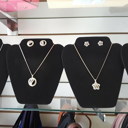 KINJOEK 10 PCS Black Necklace Display Holder, Foldable Velvet Jewelry Easel Display Stand Tower Rack for Shows Business Home - size: 7.07× 8.15 Inch 10PCS