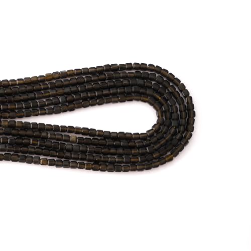 Faceted Natural Golden Obsidian 2-3mm Cube Square Loose Beads Gemstone Small Loose Beads Healing Crystal Energy Stone for DIY Jewelry Making 15" - color: Golden Obsidian