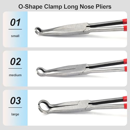 3 Pieces 11'' Long Nose Pliers Set, Cricle Plier O-shape Tip Craft Repairing Tool(0.2/0.5/0.7in) - size: 3 Pcs Cricle Plier-Red