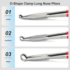 3 Pieces 11'' Long Nose Pliers Set, Cricle Plier O-shape Tip Craft Repairing Tool(0.2/0.5/0.7in) - size: 3 Pcs Cricle Plier-Red