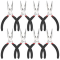 Dimeho 8 PCS Needle Nose Pliers, 5 Inch Long Nose Pliers Set Carbon Steel Serrated Jaw Plier for Wire Bending Cutting Jewelry Making Electronics Repair Object Grasping