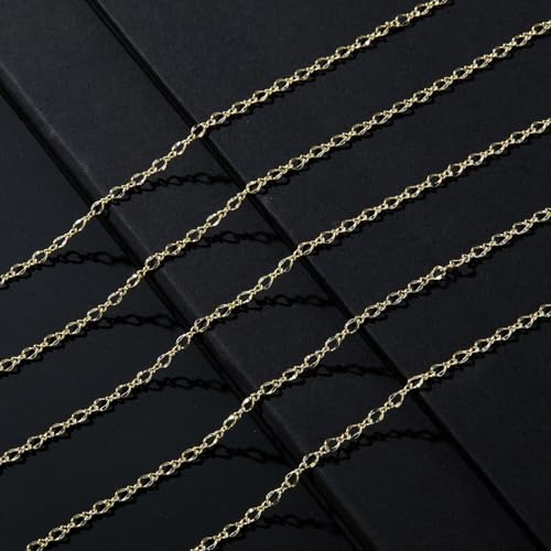 Crisjanggo 16 Feet Jewelry Making Chains 14K Gold Plated Brass Lip Chains for Women DIY Jewelry Making Supplies with Lobster Clasps and Jump Rings - color: Lip Gold