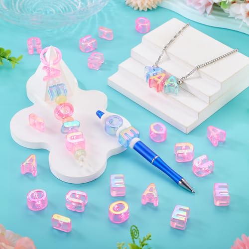 FASHEWELRY 50Pcs Large Letter Beads, 20mm Big Acrylic Alphabet Beads, Large Hole Vowel Bead Spacer for Bracelets Necklaces Bag Charms Shoelaces Keychains Lanyards (Hot Pink) - color: Hot Pink
