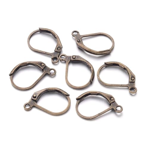 Adabele 50pcs Hypoallergenic Earring Hooks Leverback Ear Wire 15mm Long Antique Bronze Plated Brass for DIY Craft Earrings Jewelry Making CF193-4 - color: Antique Bronze, size: 15mm (50pcs)