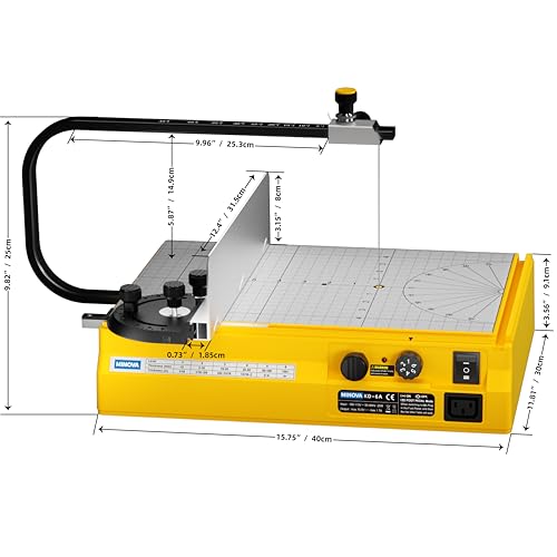 Hot Wire Foam Cutter, Foam Cutting Worktable with Elevated Extension Rail, Auto Shut-Off Function Hot Wire Cutting Tool for EVA, Sponge, KT board, Insulation panels, Polystyrene Foam - color: Yellow & Black Time