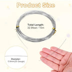 M METERXITY 20 Gauge Stainless Steel Craft Wire, 0.8mm 32.8 ft Bendable Floral Snare Wire for Jewelry Making/Sculpting/Armature Crafting/Floral Bonsai/DIY Crafts - size: 20 Gauge x 32.8 ft