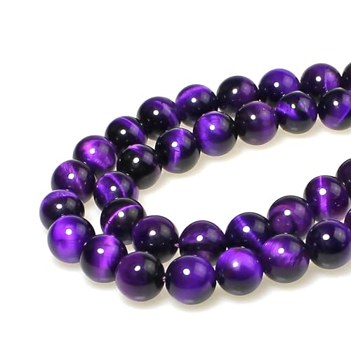 MJDCB Stone Beads 4mm 85pcs Round Purple Tiger's Eye Loose Gemstone Bead Charms for Jewelry Making Bracelet Necklace Earring Pendant - color: Purple Tiger's Eye, size: 4mm