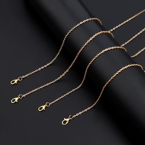 Lemonkey 24 Pack Necklace Chains Bulk,Gold Plated DIY Cable Link Chains for Jewelry Making 16 Inches - color: Gold, size: 16inch