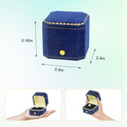 Jewelry Ring Box Small Travel Jewelry Box, Velvet Wedding Ring Box for Business, Engagement, Wedding, Bridesmaid and Mother's Day - Blue - color: Ring Box-Blue