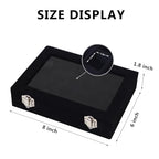 Velvet Jewelry Box 24 Grid Jewelry Earrings Display Organiser Box Ring Tray Holder Earrings Storage Case for Girls Women Wife Mom (Black) - color: Black