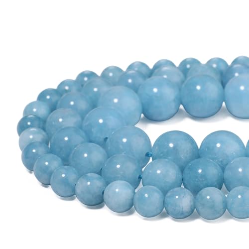 45pcs 8mm Natural Stone Beads Blue Chalcedony Beads Crystal Gemstone for Jewelry Making, DIY Bracelet Necklace - color: Blue Chalcedony, size: 8mm