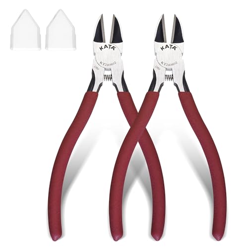 KATA 6-Inch Flush Cut Wire Cutters, Heavy Duty Side Cutter Pliers with Safety Cap, Sharp Snips for Crafting, Zip Ties, Floral Wire, Electrical, Jewelry, Chicken Wire, Artificial Flowers, 2 Pack - color: 2 Pack 6 Inch Red