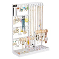 Jewelry Organizer Stand, Jewelry Holder Tree and Storage, Super Large Capacity, 72 Earring Holes, 12 Necklace Hooks, 20 Rings Slot, 2 Bracelet Bars, Assemble Not Required, Size 3.94*9.84*13.78 Inch