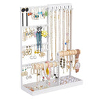 Jewelry Organizer Stand, Jewelry Holder Tree and Storage, Super Large Capacity, 72 Earring Holes, 12 Necklace Hooks, 20 Rings Slot, 2 Bracelet Bars, Assemble Not Required, Size 3.94*9.84*13.78 Inch