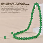 14in Agate Wrap Bracelet for Women Men Natural Round Beaded Agates Stone Healing Stretch Bracelets Elastic Handmade Polished Gemstone Beads Bracelet - color: Green Agate, size: 8mm Beads