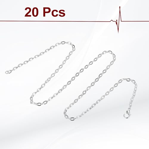 HARFINGTON 20 Pack 18 Inch Necklace Chains Bulk 3.2mm Silver Plated Cable Chains with Lobster Clasps for Jewelry Making - color: Silver, size: 18 Inch x 3.2mm
