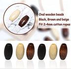 60 Oval Wooden Beads with 4mm Hole, Brown Wood Beads Varity Pack 13 x 25mm Mixed Colors Wooden Tube Spacer Beads for Macrame Crafts Making - color: 26x13mm, 3 Colors#60pcs