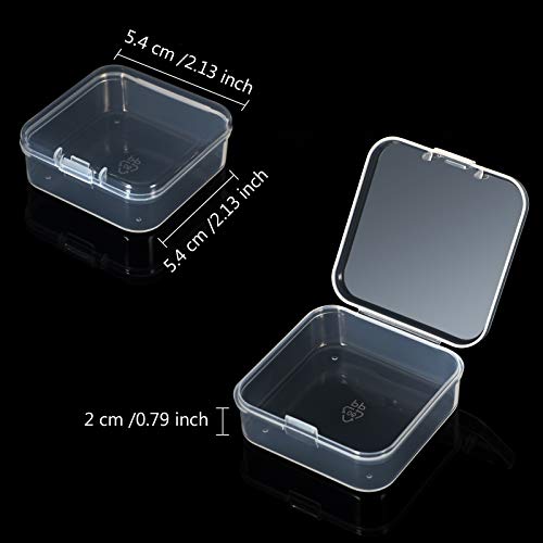 Jetec 6 Pieces Mini Plastic Clear Beads Storage Containers Box for Collecting Small Items, Beads, Jewelry, Business Cards, Game Pieces, Crafts (2.1 x 2.1 x 0.8 Inch) - size: 2.13 x 2.13 x 0.79 Inch