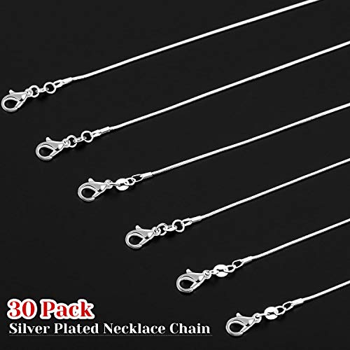 PAXCOO 25 Pack Chains for Jewelry Making, Necklace Chains Bulk Silver Plated Snake Chains for Necklace Jewelry Making, 1.2 mm - size: 22 Inches