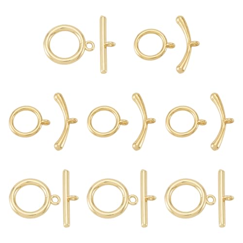 18K Gold Toggle Clasps 2 Sets Oval Jewelry Clasp Bracelet Closure Clasp Fastener IQ End Connectors for DIY Necklace Bracelet Earring Jewelry Making - color: 18K Gold Plated-2 Styles