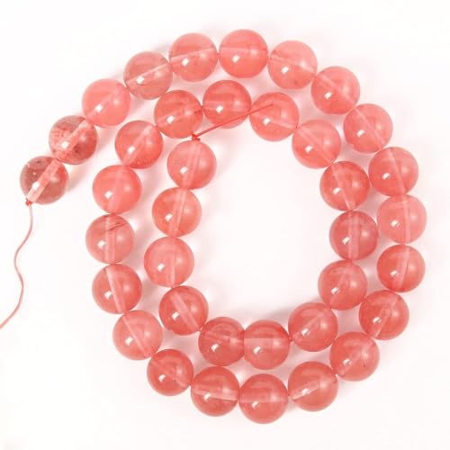 About 35pcs 10mm Natural Stone Beads Watermelon Crystal Beads Energy Crystal Power Gemstone for Jewelry Making, DIY Bracelet Necklace - color: Pink Watermelon, size: 10mm