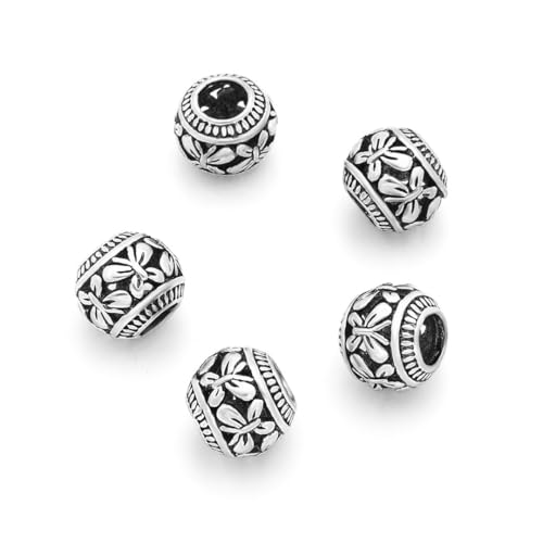 40pcs Butterfly Symbol of Transformation Large Hole Round Beads (Hole 4.5mm) Antique Silver Spacer for Earrings Bracelet Necklace Anklet Jewelry Making MEC-A13 - size: Butterfly (round beads)