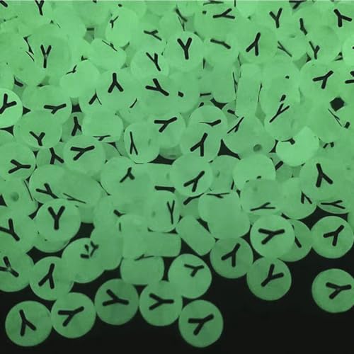 200PCS Letter Beads Glow in The Dark 4x7mm Acrylic Alphabet Letter Y Beads for Jewelry Making Bracelet - color: Y-200PCS