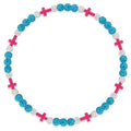Beaded Baseball Necklace | Adjustable Sports Rope Chain with Baseball Cross Charm - Great Baseball Drip Gift for Players and Fans - color: Lt-Blue White Pink