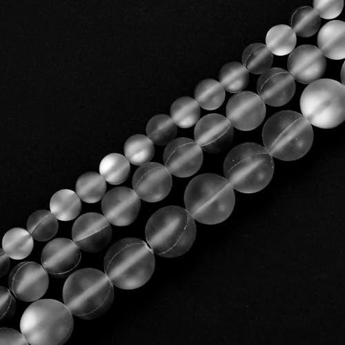 uxcell Matte Crystal Glass Beads 8mm Synthetic Frosted Shining Semi-Precious Round Loose Beads Synthetic Moonstone for Jewelry Making DIY Bracelet, Gray Silver - color: Gray Silver, size: 8mm