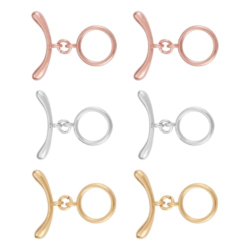 Toggle Clasps 7 Sets Brass Toggle Jewelry Clasps T-Bar Bracelet Closure Clasp Fastener IQ End Connectors for DIY Necklace Bracelet Jewelry Making 3 Colors - color: 3 Colors-IQ