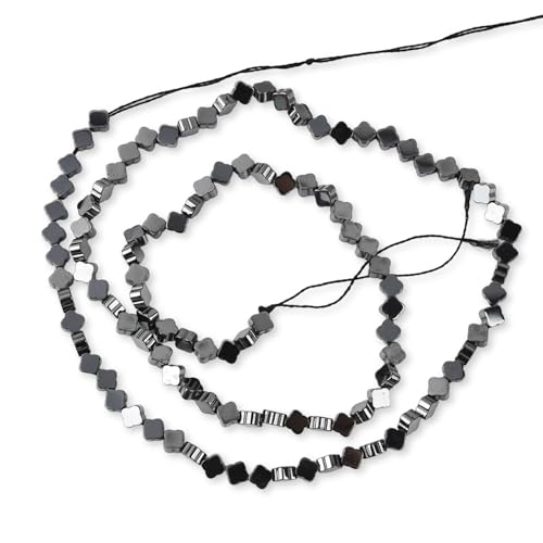 HAAMIIQII 110pcs 4mm Natural Black Hematite Loose Gemstone Beads Flat Clover Shape Spacer Stone Beads for Jewelry Making DIY Bracelets Necklaces Crafting - color: Clover Shape, size: 4mm