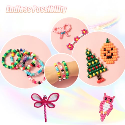 Malynme 4200Pcs Pony Beads, 28 Colors Rainbow Kandi Beads for Hair Braiding, Plastic Pony Beads Bulk for Bracelets Making, DIY Crafts