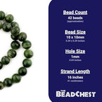 The Bead Chest Round Green Nephrite Jade Beads (10mm) - size: 10mm