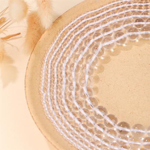 Natural Stone Genuine Stones DIY Clear Quartz Crystals Round Beads 8mm 100pcs Beading Loose Gemstone Hole Size 1mm Charm Smooth Beads for Bracelets Necklaces Earrings (Clear Quartz Crystals 8mm) - color: Clear Quartz Crystals, size: 8mm