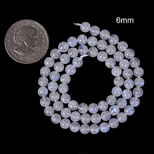 Natural Moonstone 6mm Gemstone Round Loose Beads Strand for DIY Bracelet Necklace Jewelry Making Bead - color: Moonstone, size: 6mm