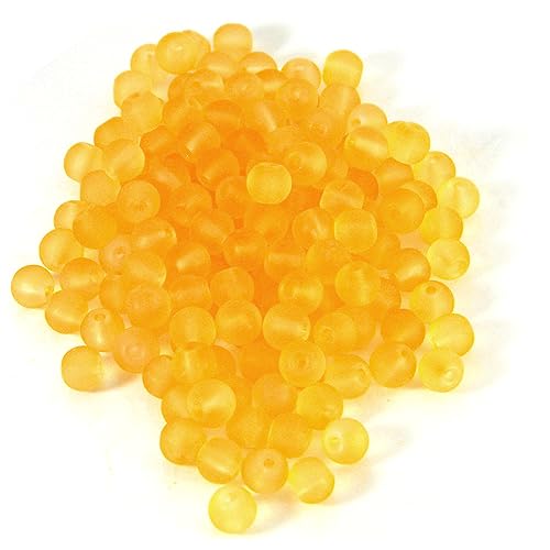 100 Matte Frosted Translucent 6mm x 5mm Round Loose Glass Jewelry Spacer Beads with 1.2mm Hole in Many Colors (Light Gold Yellow) - color: Light Gold Yellow