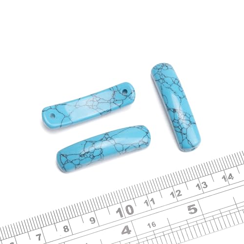 BEADIA Curved Dark Blue Turquoise Stone Beads 36x10mm 4pcs for DIY Bracelet Jewelry Making - color: Dark Blue Turquoise