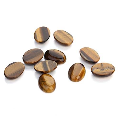 10pcs Yellow Tiger Eye Stone Oval Cabochons Stone Jewelry Round Flat-Back Design No Hole Beads Half Round Charms for Jewelry Making (13x18mm) - size: 13x18mm
