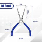 10 Pcs Mini Needle Nose Pliers Bulk, 6 Inch Precision Pliers Set with Extra Long Tips for Jewelry Making, Wire Wrapping, Small Object Gripping, DIY Project (Blue) - color: Blue