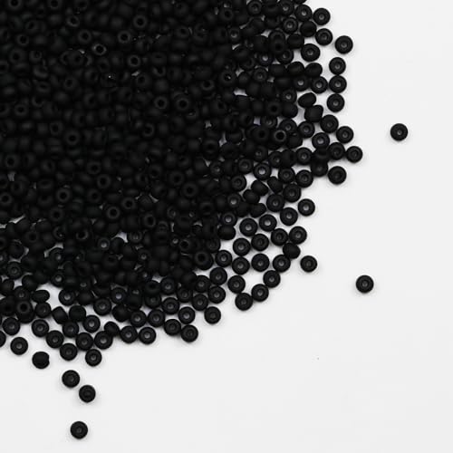 Matte Black Beads Size 6/0 Crafts Glass Seed Beads 4mm for Jewelry Making (Total About 100g About 1200pcs) - color: Matte Black