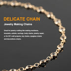KYUNHOO 16.4 Feet Jewelry Making Supplies Set Gold Plated Brass Chain for Jewelry Craft Making Clear Beaded Necklace Chains Roll with Jump Rings Lobster Clasps - color: Clear Beaed-Gold