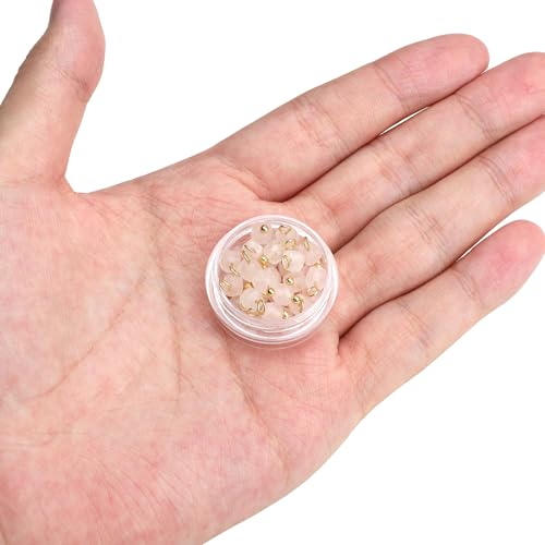 Beadia Natural Faceted Cube Stone Charms 4mm 30pcs with Untarnish Metal Accessories Loose Square Beads for DIY Jewelry Making - color: Rose Quartz