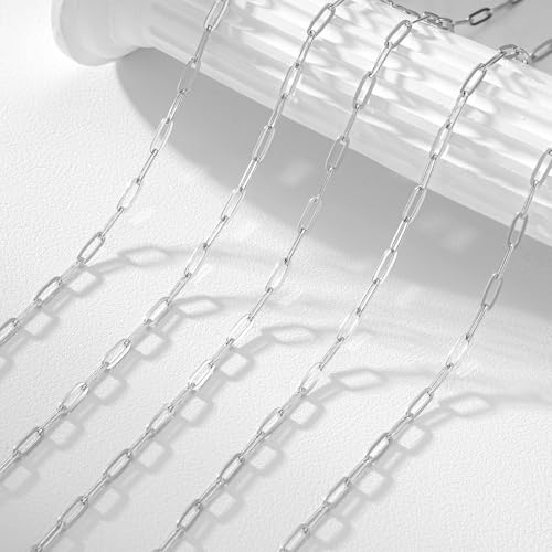 12 Pack Paperclip Chain Necklace Bulk Adjustable Gold Plated Stainless Steel Necklace Chains for Jewelry Making - color: Mix 16 Inches
