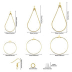 360 Pcs Beading Hoop Set for Jewelry Making, with Teardrop Round Hoops, Open Jump Rings, Earring Hooks and Backs, DIY Craft Supplies - color: 360Pcs-K Gold